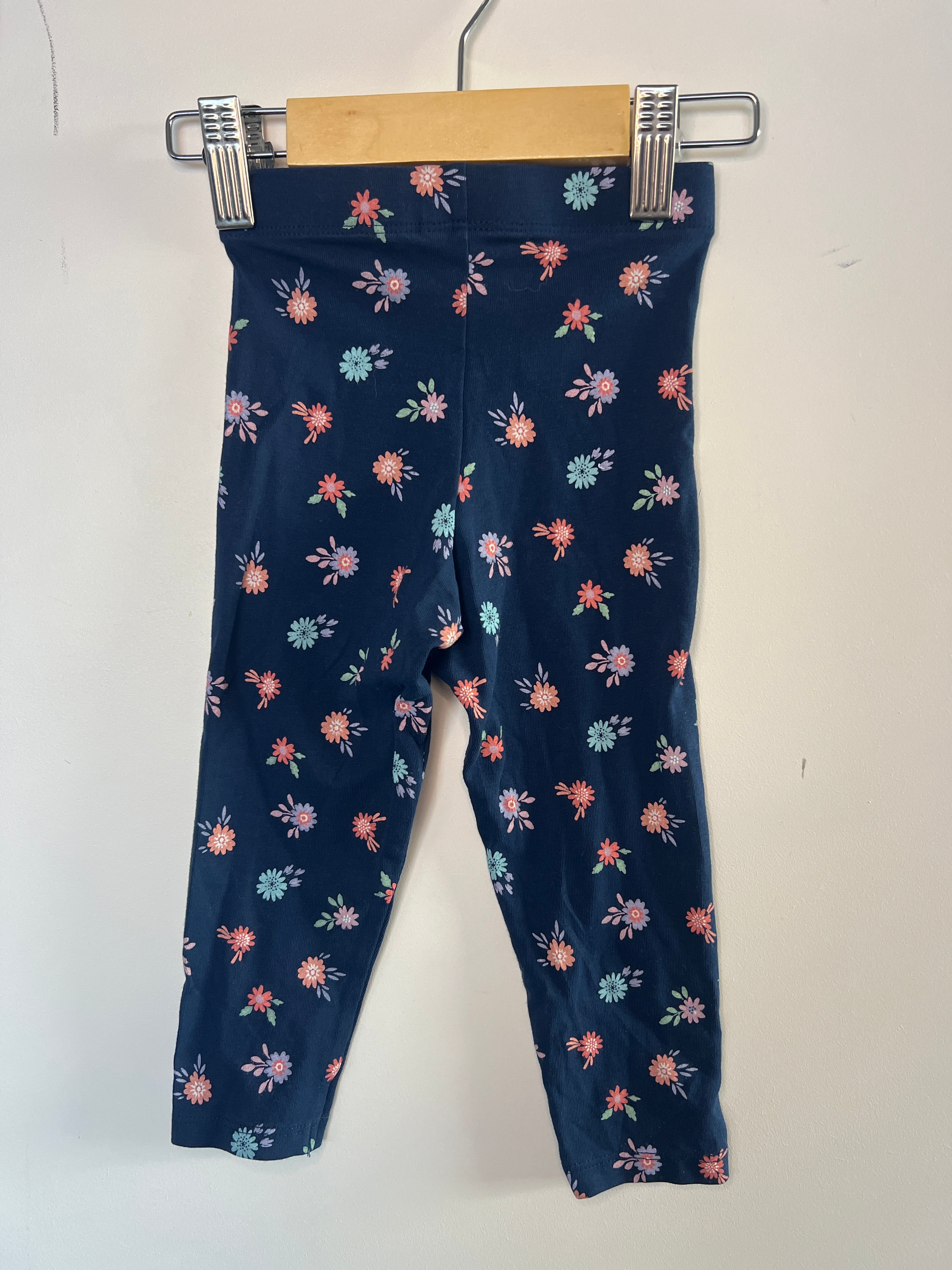 Nutmeg (18-24m) Navy Leggings with Floral Print