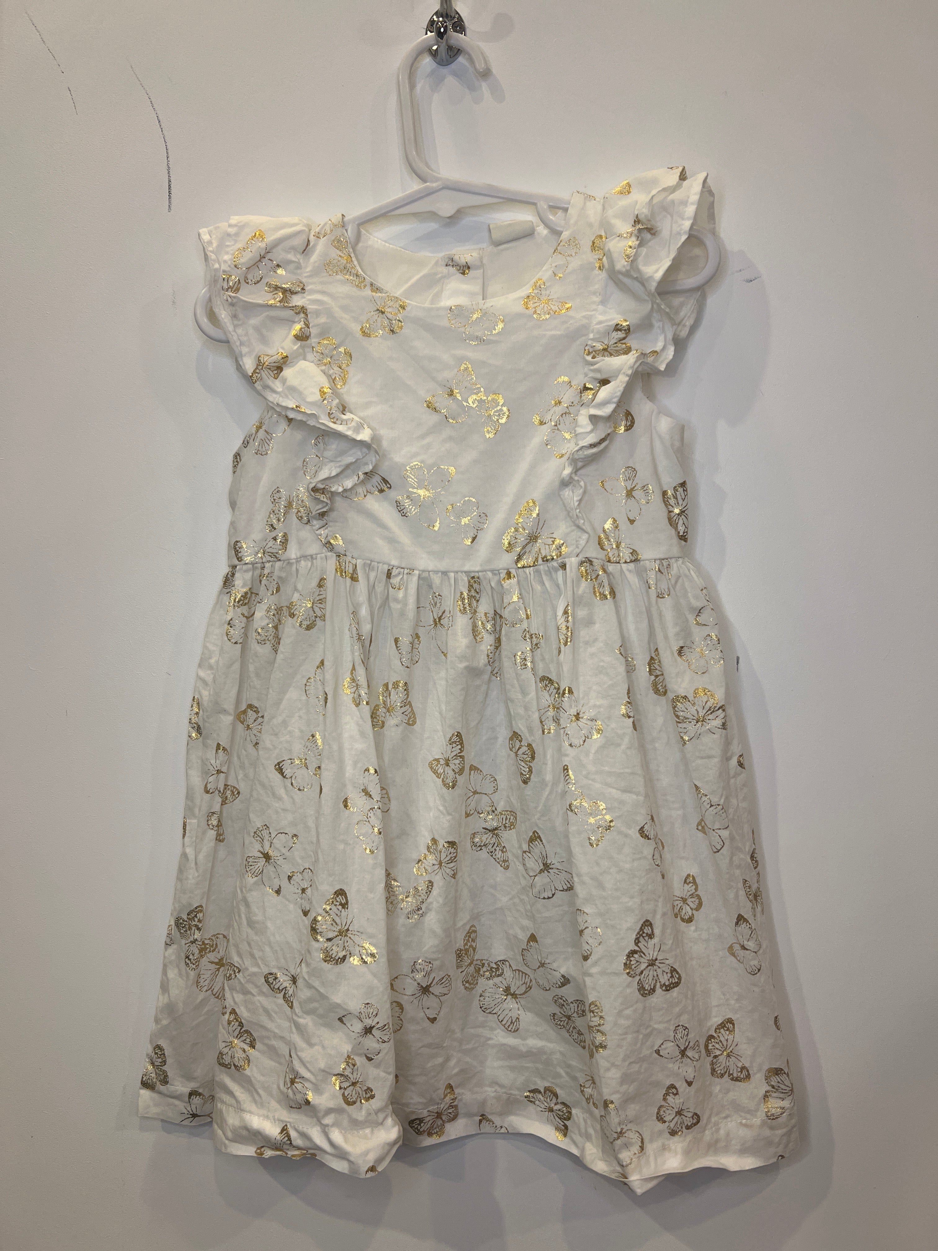 H&M (3 Years) White Dress with Gold Butterflies