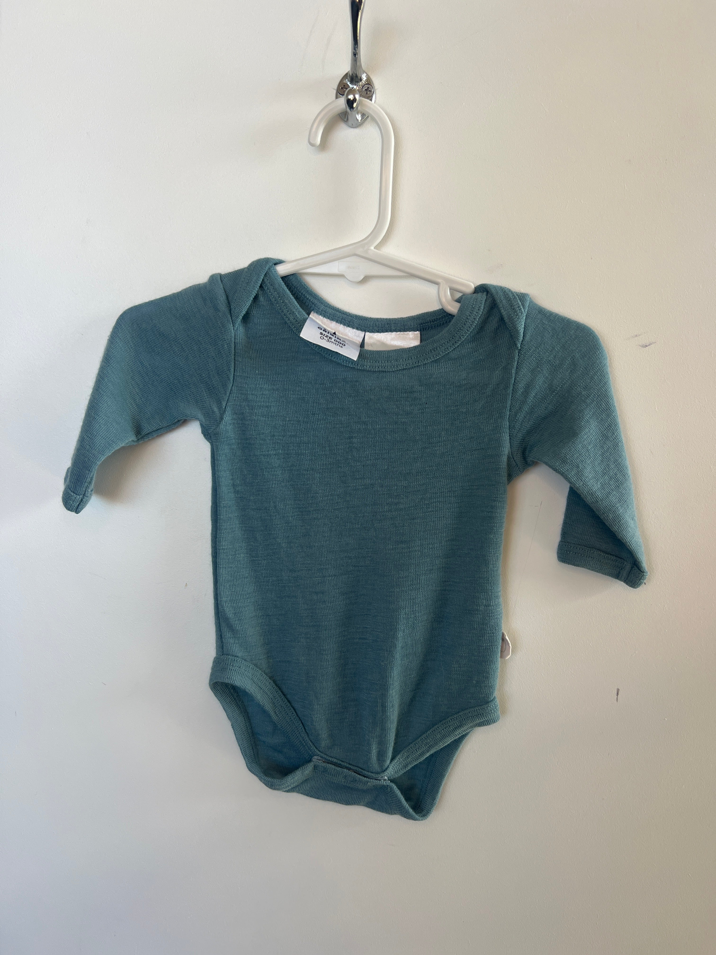 Young Original (0-3m) Blue Merino Onesie