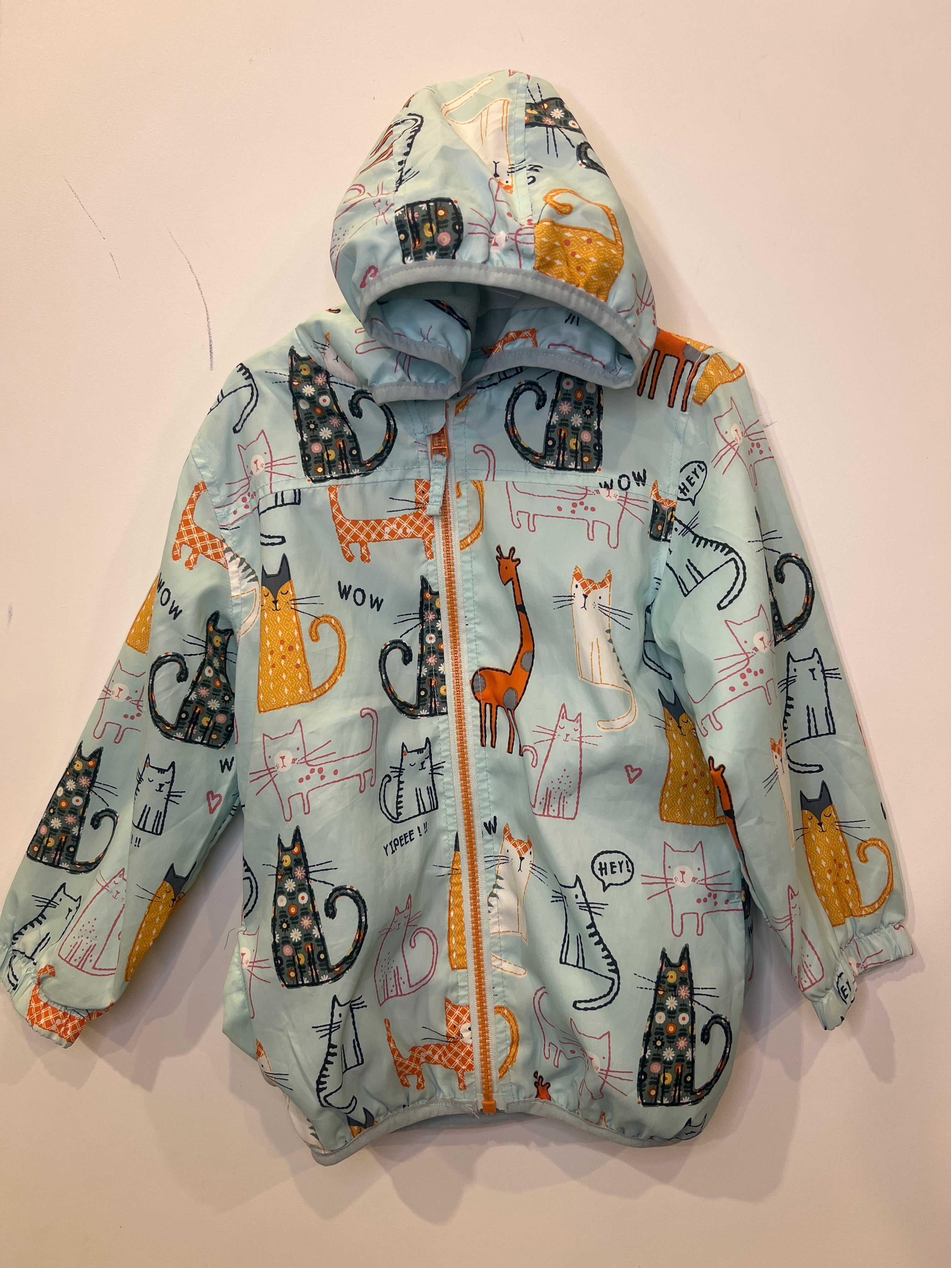 Fleece Lined Rain Jacket with Cat Print (approx 4 years)