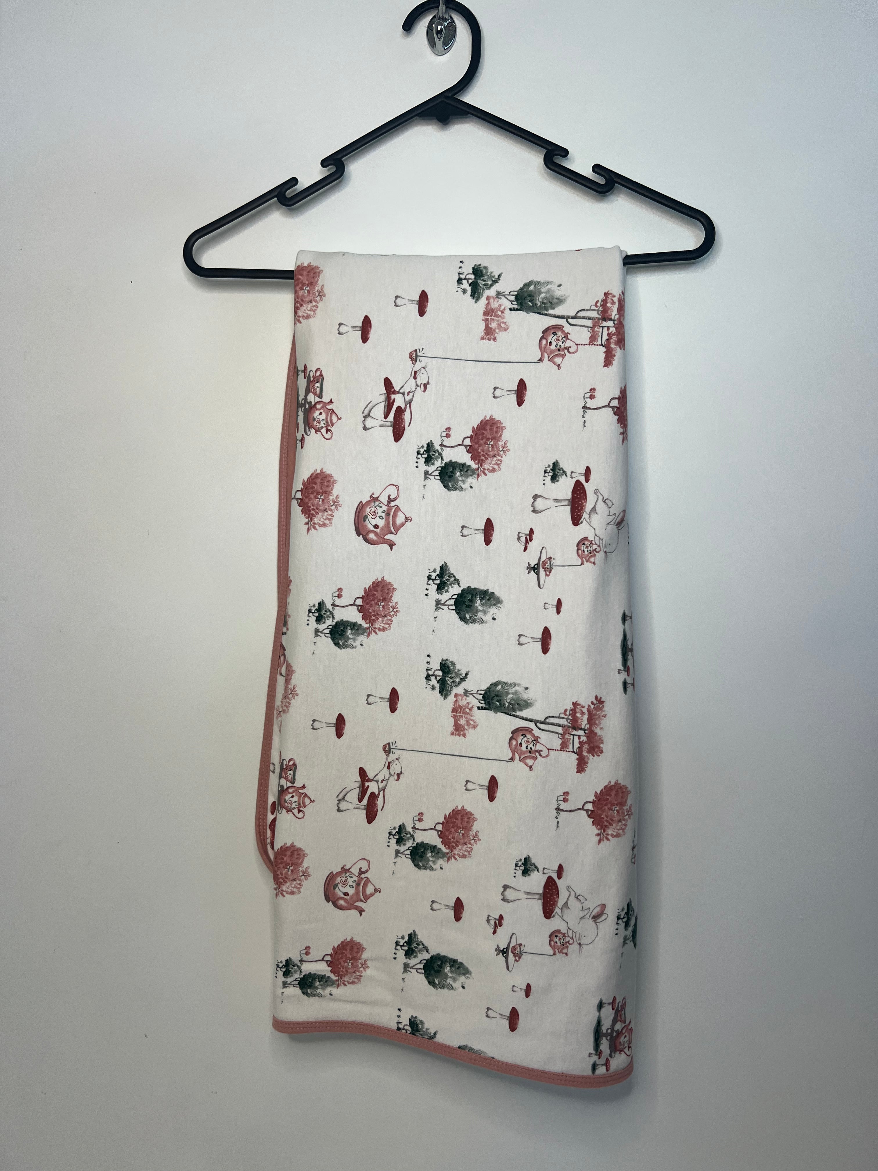 Milly & Milo Organic Cotton Reversible Blanket (Pink Tree Print) Approx 1.1m x 1.1m