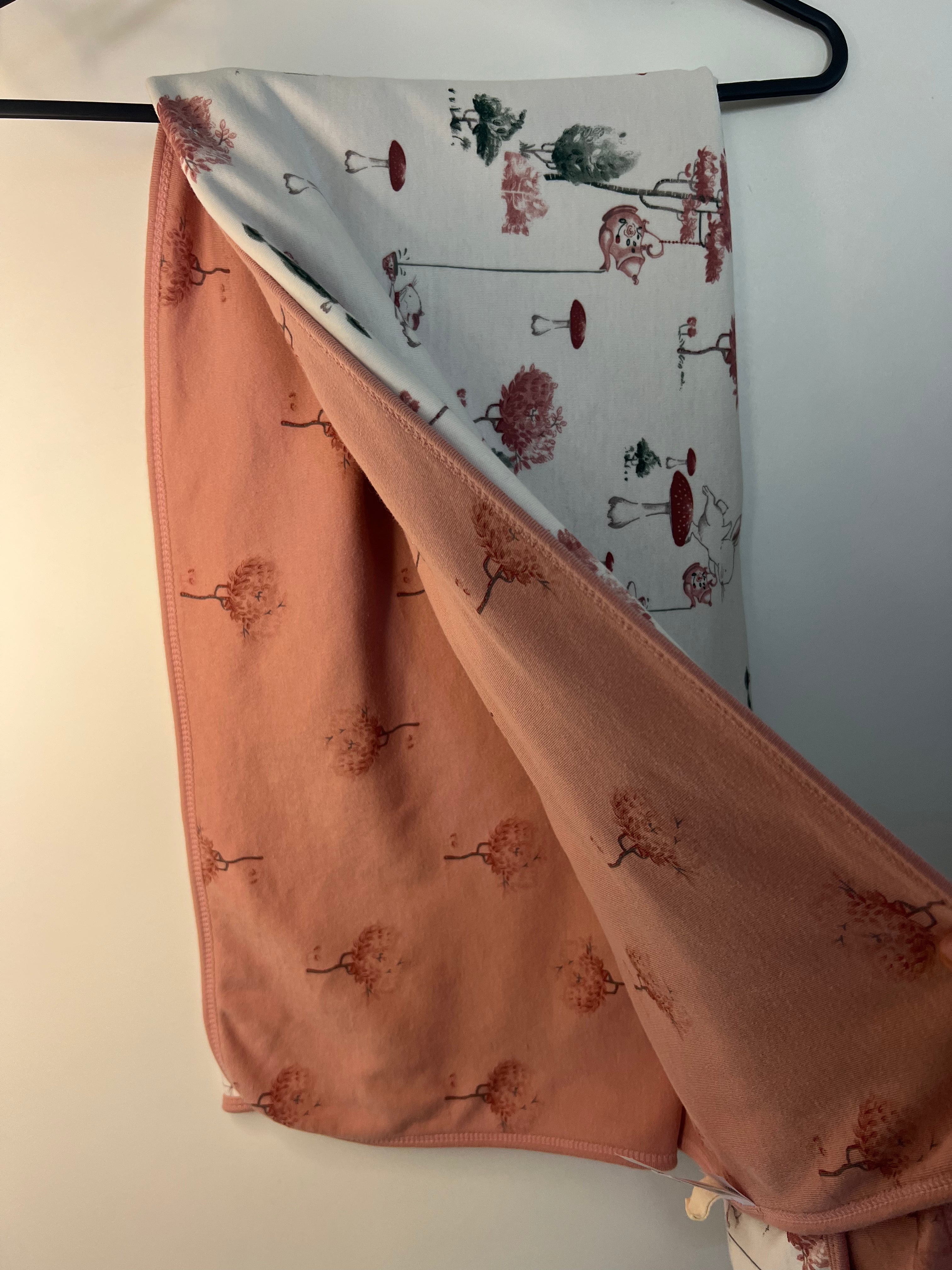 Milly & Milo Organic Cotton Reversible Blanket (Pink Tree Print) Approx 1.1m x 1.1m