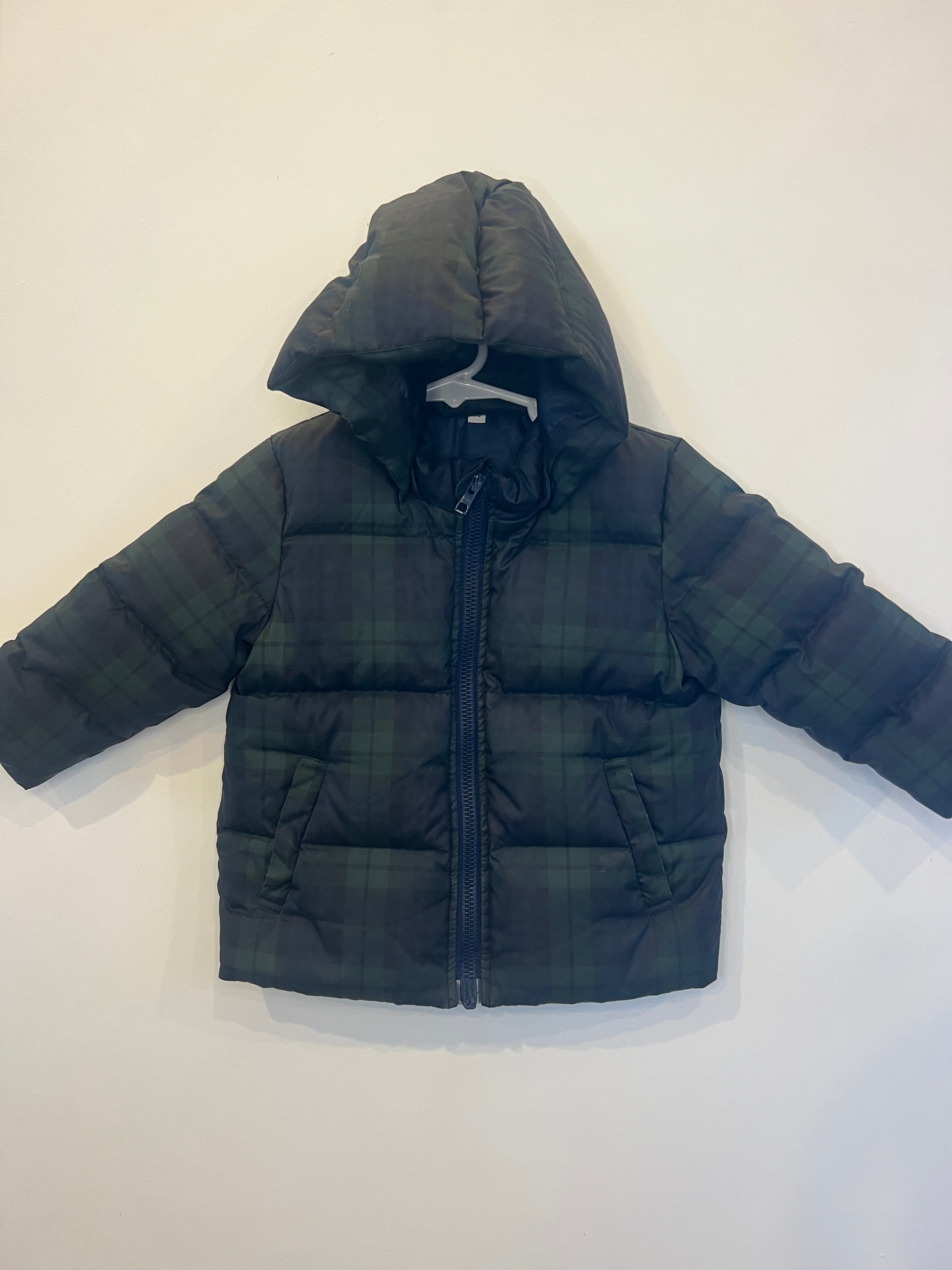 Muji (12 months) Down and feather Filled Jacket. Hood removes.