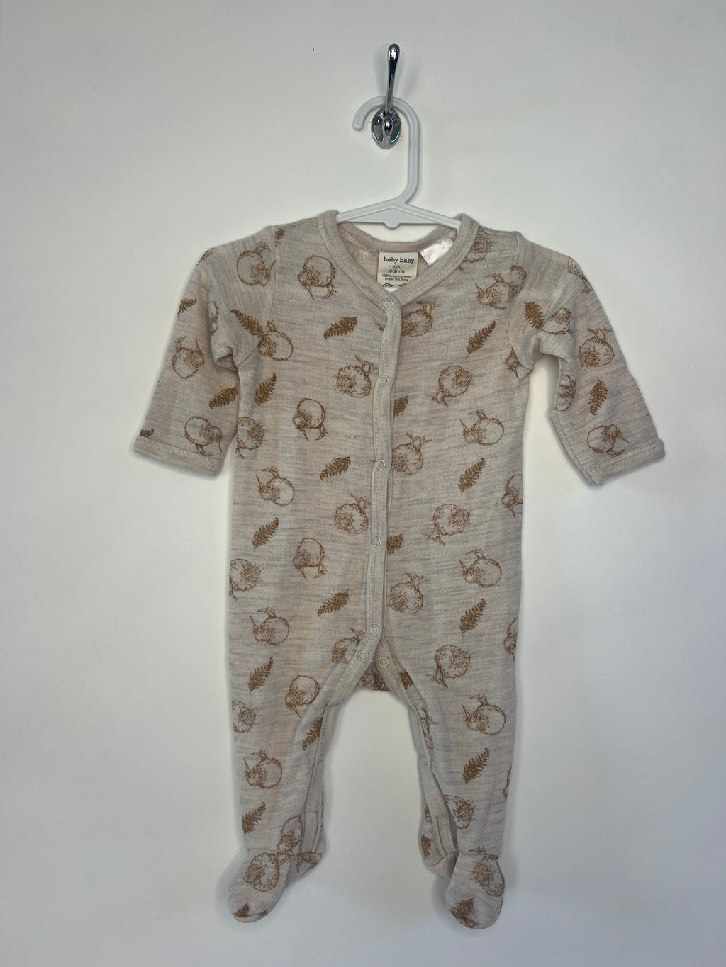 BUNDLE: 4 items, 2 cotton onesies, 1 merino onesie, 1 cotton romper (0-3months)