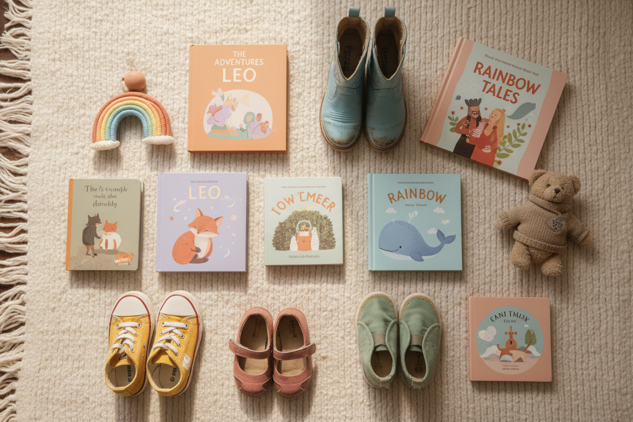 Kids Shoes and Books Flat-lay